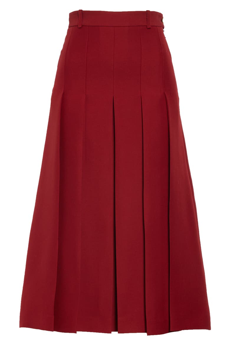 Logo Belt Pleated Midi Skirt, Alternate, color, REAL MAGENTA