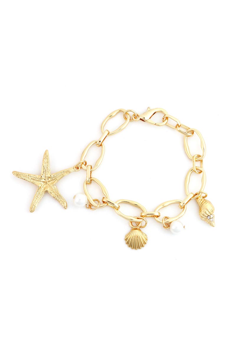 Starfish Charm Bracelet, Main, color, GOLD