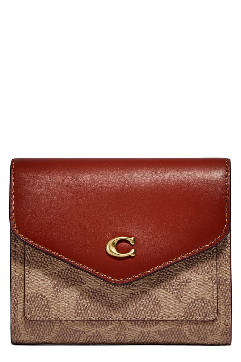 Small Wyn Colorblock Signature Wallet, Main, color, B4/ TAN RUST