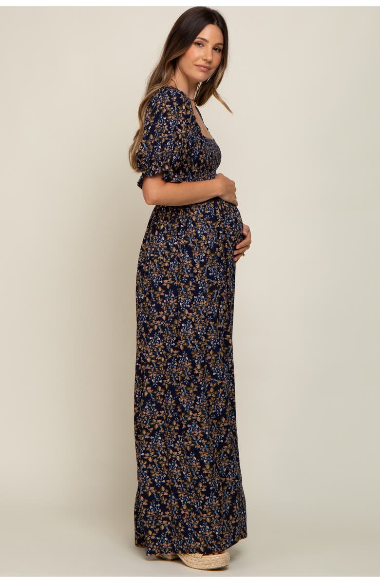 PinkBlush Floral Smocked Jumpsuit, Alternate, color, Navy Blue