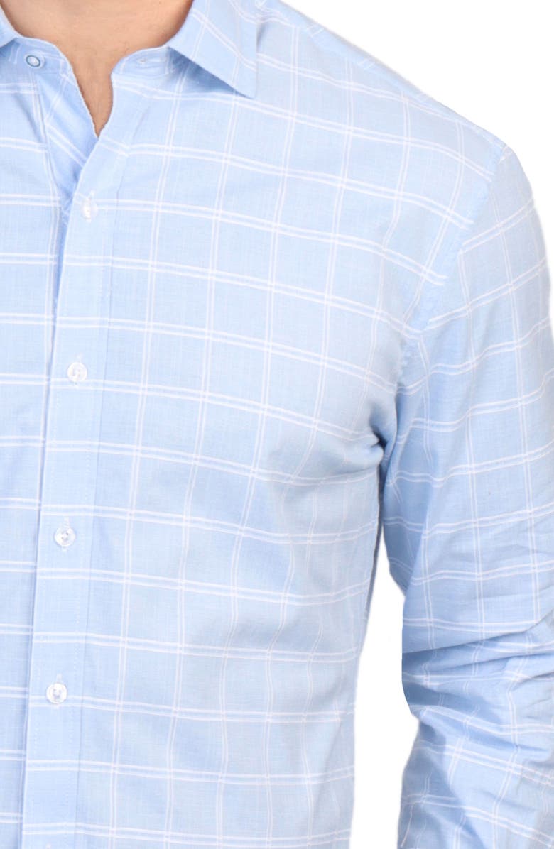 TailorByrd Windowpane Stretch Cotton Button Down Shirt, Alternate, color, Light Blue