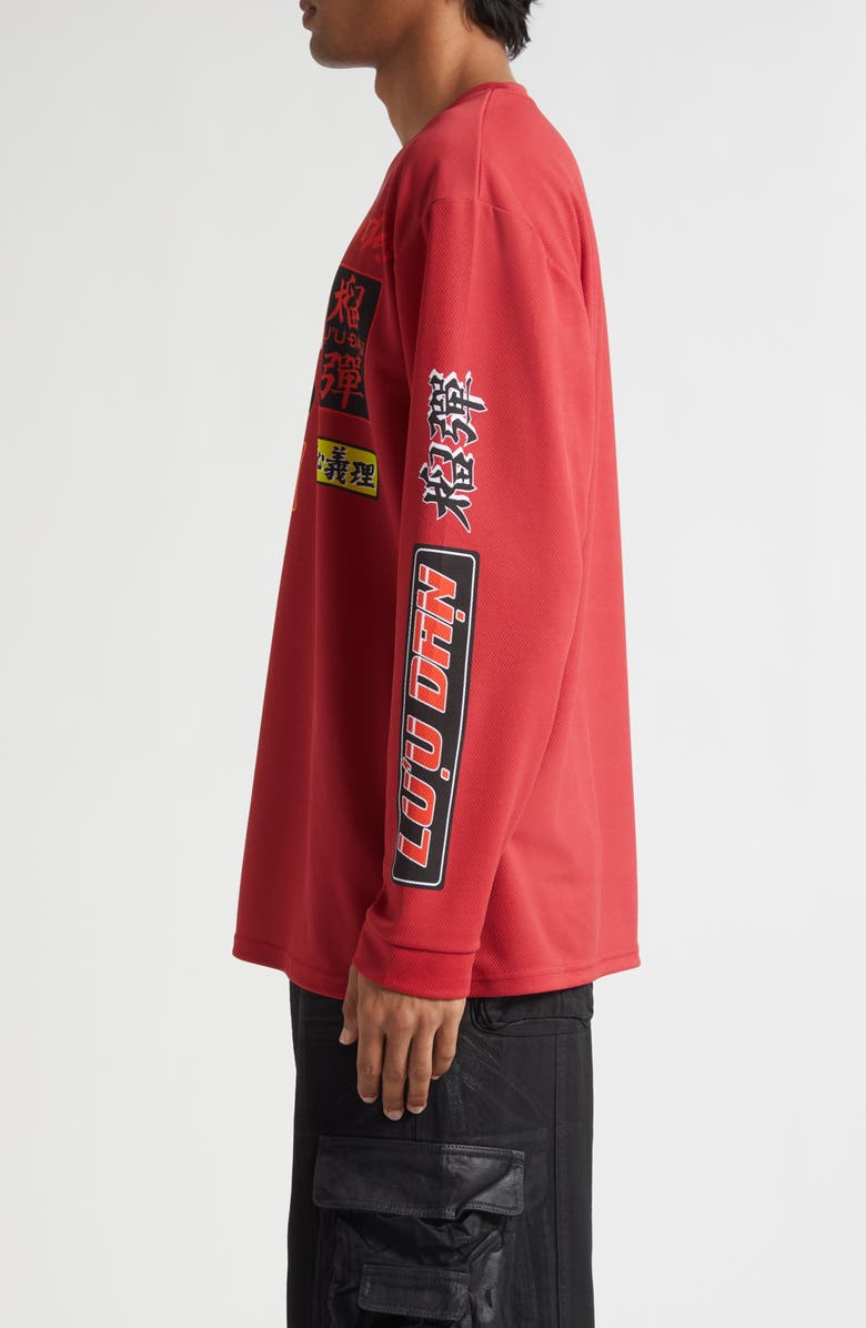 LU'U DAN Motocross Oversize Long Sleeve Graphic T-Shirt, Alternate, color, Motocross / Blood Red