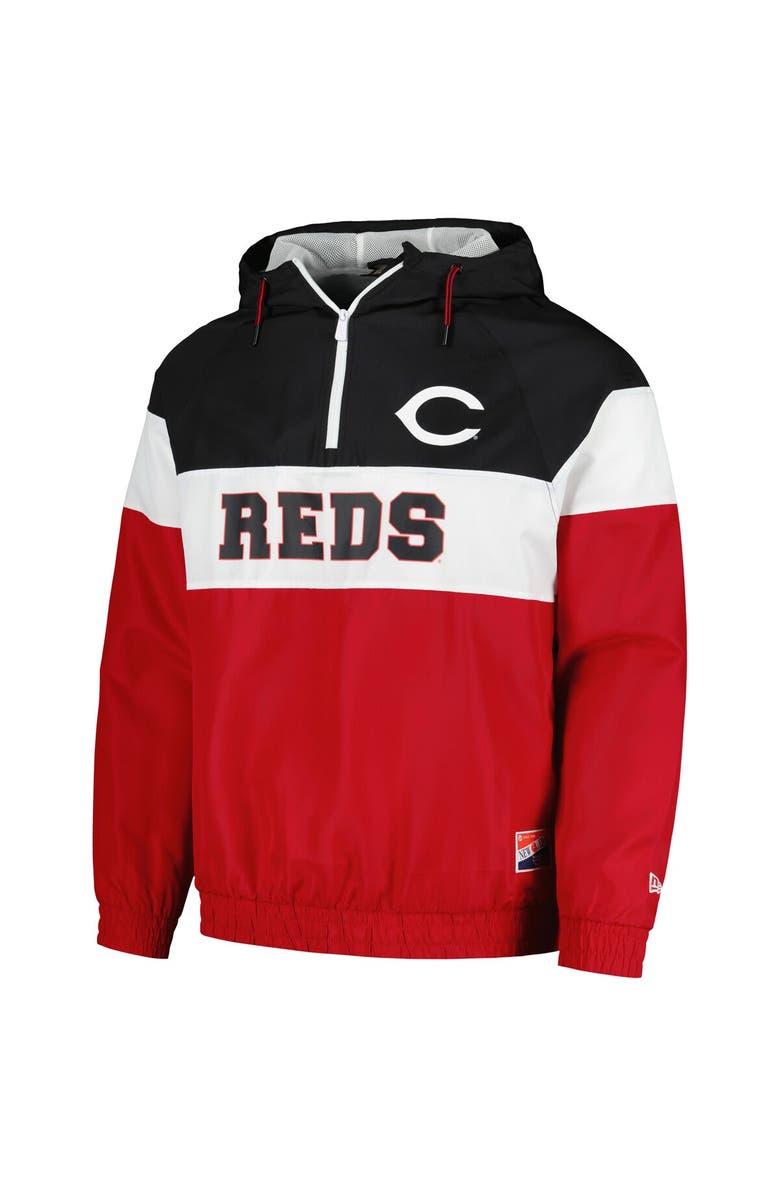 New Era Men's New Era Red Cincinnati Reds Ripstop Raglan Quarter-Zip Hoodie Windbreaker Jacket, Alternate, color, Red