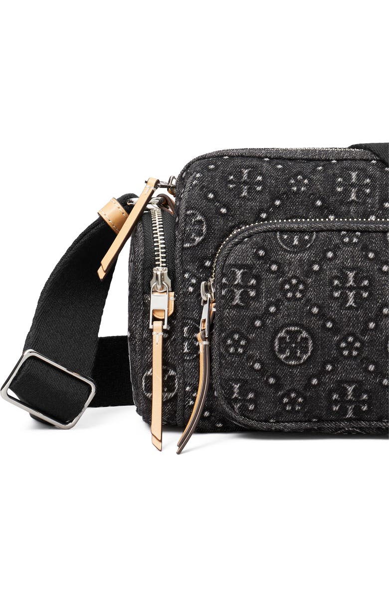 Tory Burch T Monogram Denim Pocket Crossbody Bag, Alternate, color, Black