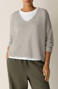 Eileen Fisher V-Neck Open Knit Sweater