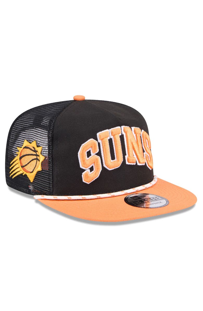 New Era Men's New Era Black/Orange Phoenix Suns Throwback Team Arch Golfer Snapback Hat, Main, color, Black