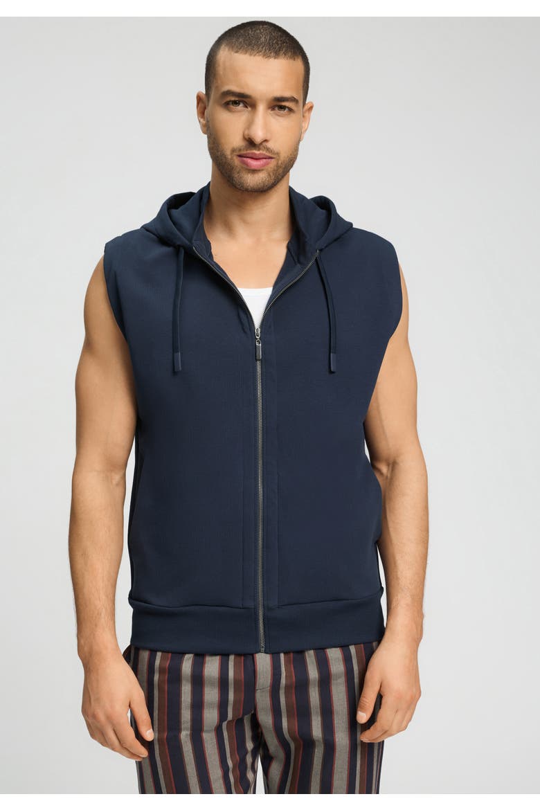 Natural Living Hooded French Terry Zip-Up Vest, Alternate, color, Deep Navy