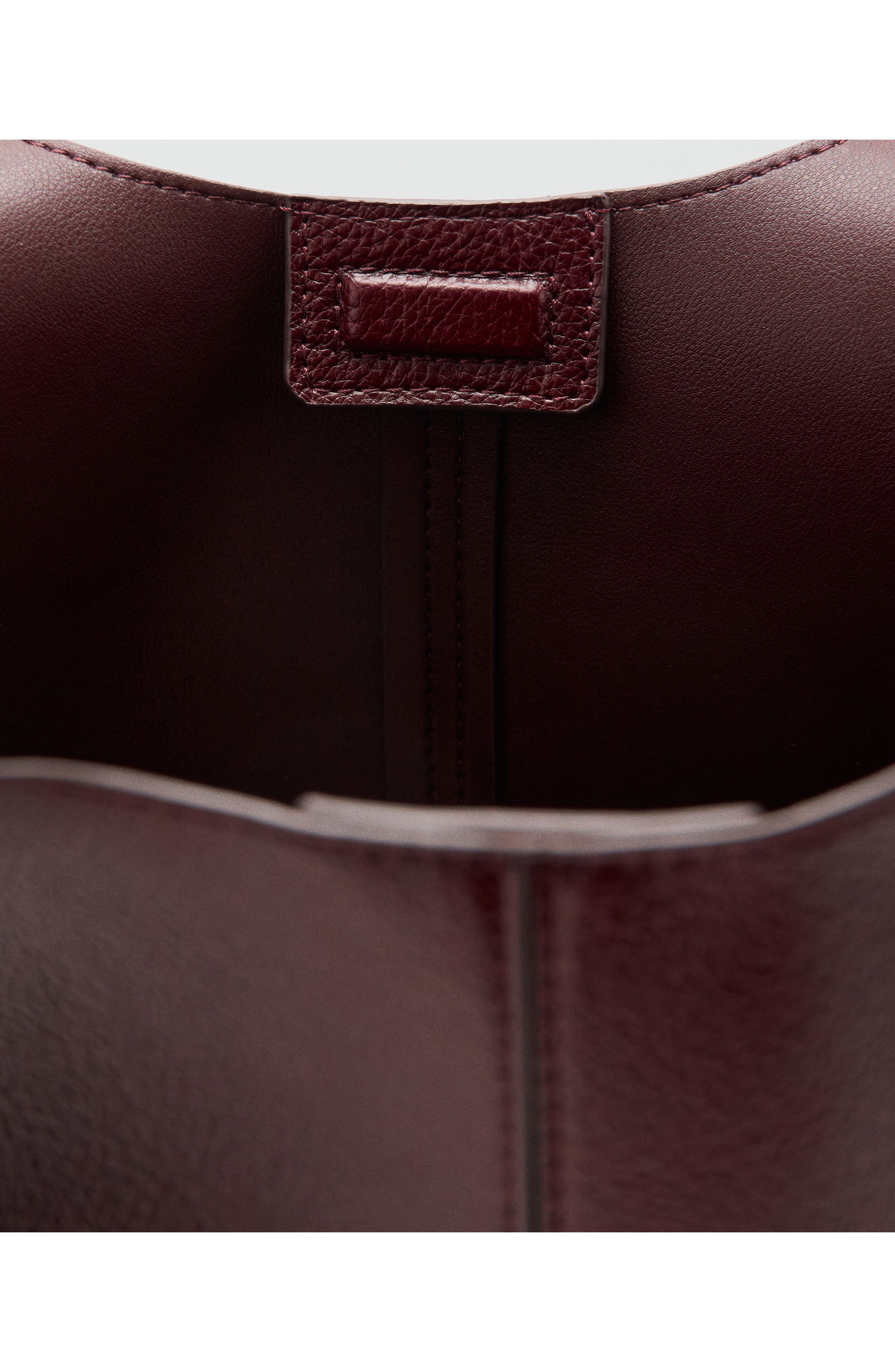 Large Faux Leather Shopper Tote, Alternate, color, BURGUNDY