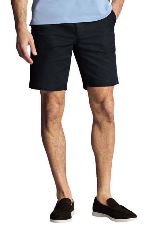 Charles Tyrwhitt Cotton Linen Shorts In Blue