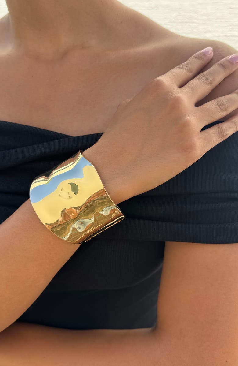 Adornia Hammered Bangle Bracelet, Alternate, color, Gold