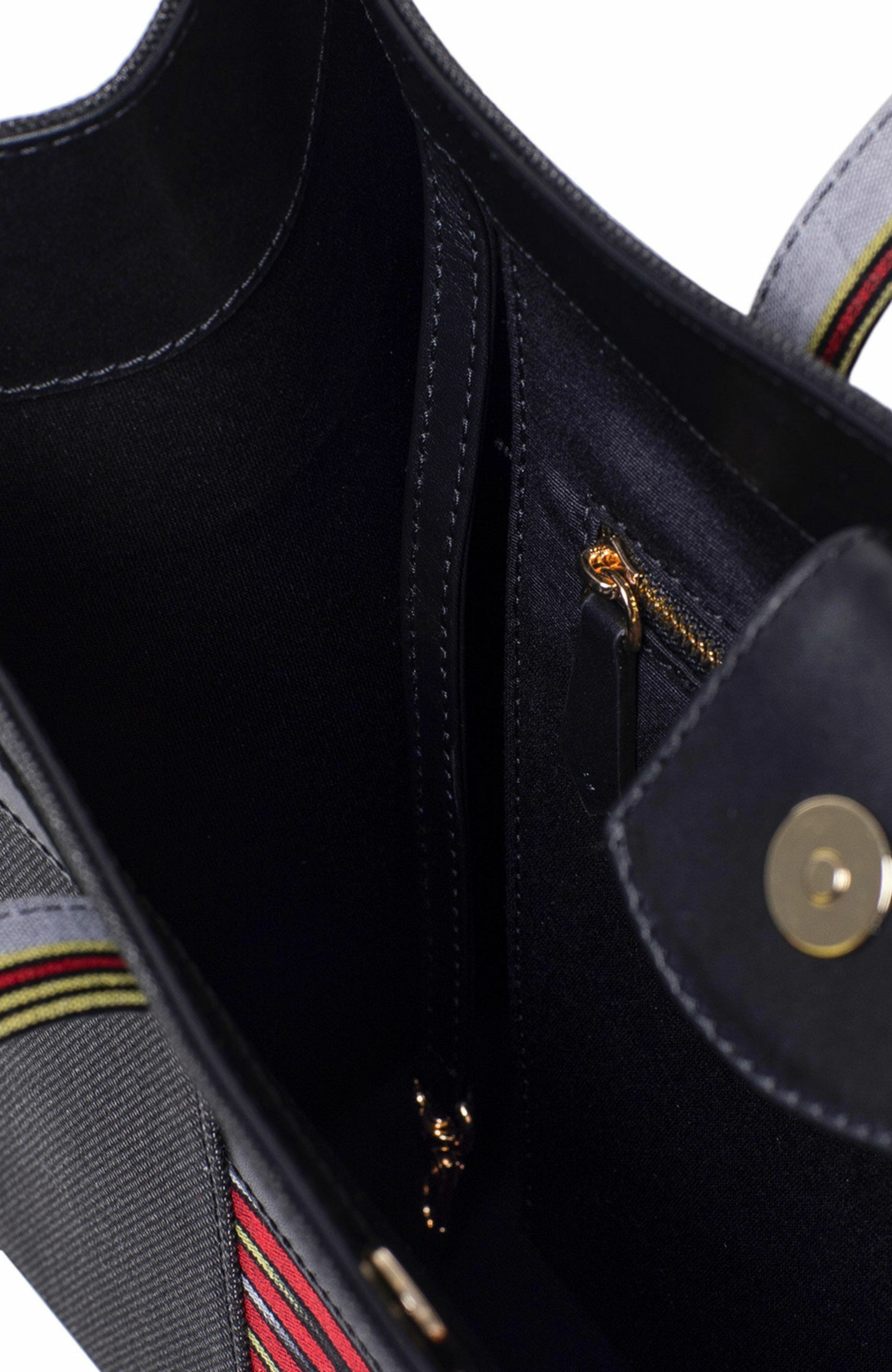 K'ai & Vrosi Leather & Canvas Tote Bag with Pockets, Alternate, color, 