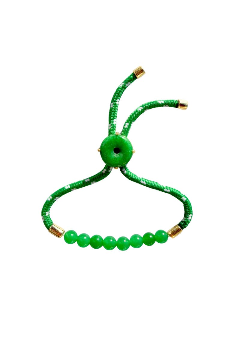 Paracord Jade Slider Bracelet in Black, Main, color, Green