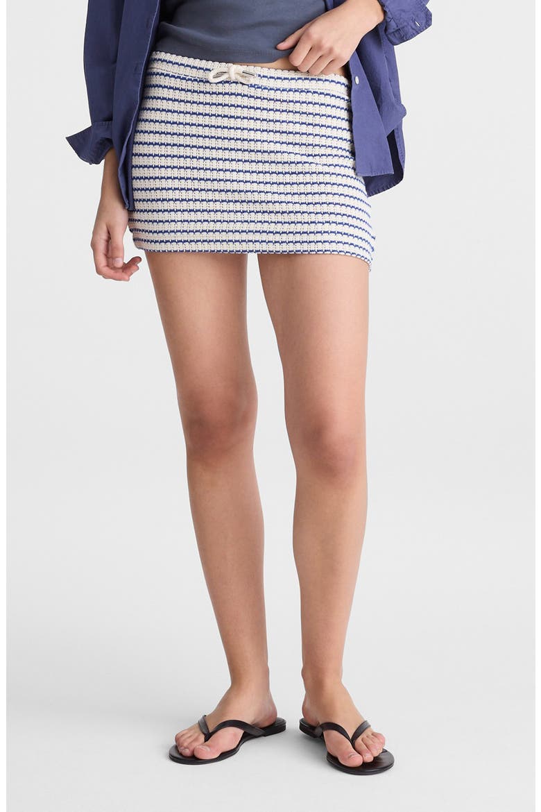 Tuck Stitch Tie Waist Miniskirt, Main, color, TUCK STITCH STRIPE