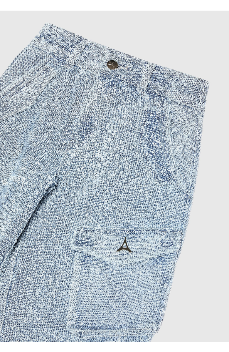 Manière De Voir Anne High Waisted Boucle Denim Cargo Pants, Alternate, color, Mid Blue