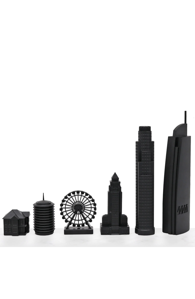 SKYLINE CHESS Chess Set Acrylic Los Angeles Edition with Marble Hatch Board, Alternate, color, White