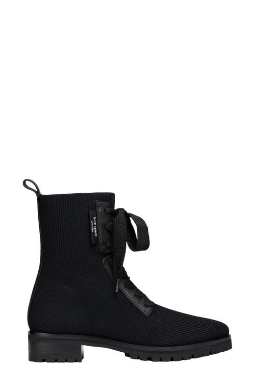 Kate Spade Winton Knit Lug-sole Combat Boots In Black
