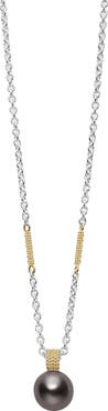 LAGOS Luna Black Tahitian Pearl Pendant Necklace