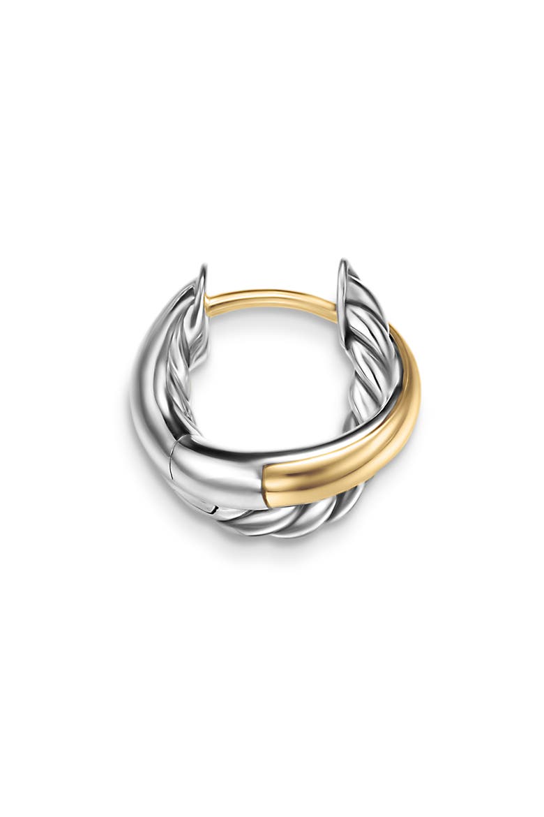 Crossover Huggie Hoop Earrings in Sterling Silver with 18K Yellow Gold, 12.4mm, Alternate, color, STERLING SILVER AND 18K GOLD