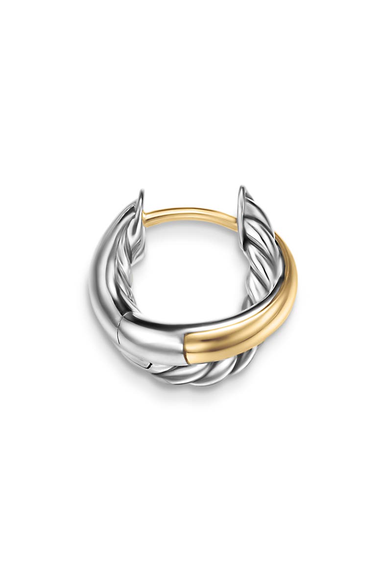 David Yurman Crossover Huggie Hoop Earrings in Sterling Silver with 18K Yellow Gold, 12.4mm, Alternate, color, Sterling Silver And 18K Gold