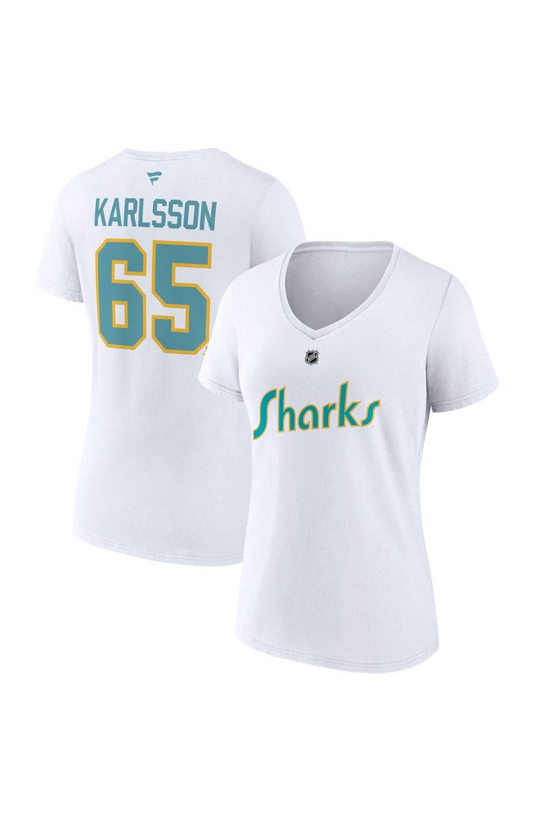 FANATICS Women's Fanatics Branded Erik Karlsson White San Jose Sharks Special Edition 2.0 Name & Number V-Neck T-Shirt, Main, color, 