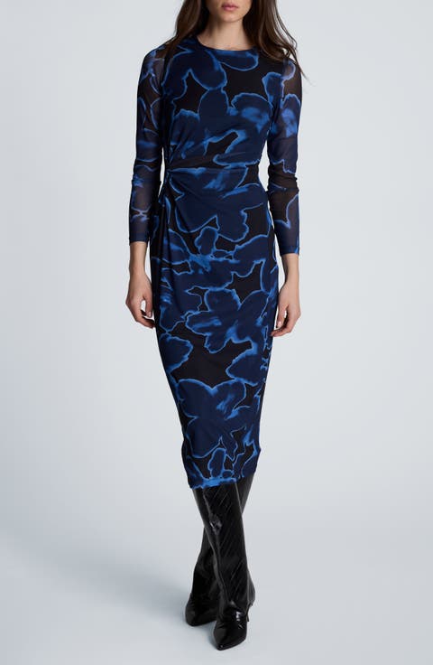 Knot Front Mesh Midi Dress
