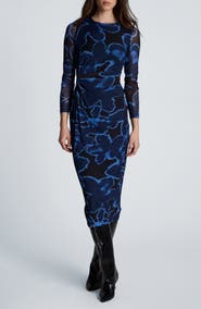 Kenneth Cole Knot Front Mesh Midi Dress