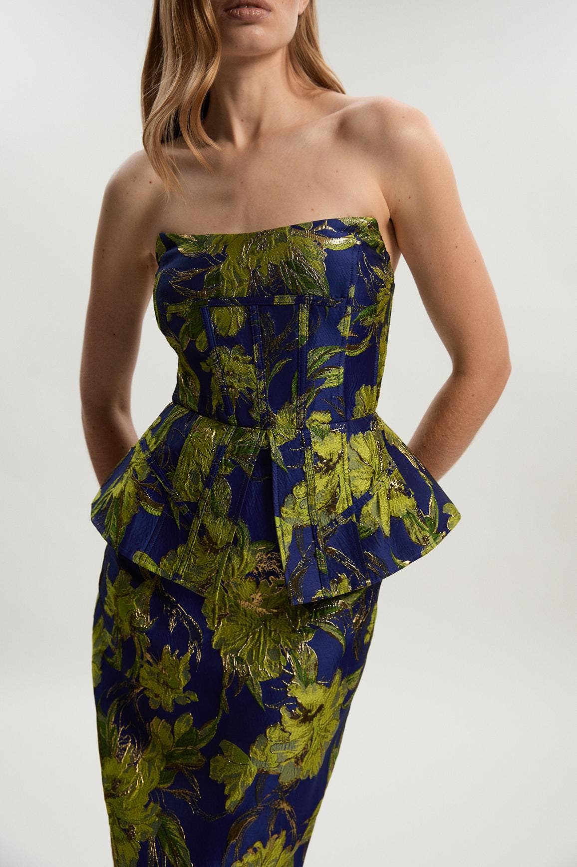 Petite Floral Jacquard Midi Pencil Dress (Women) | Nordstrom