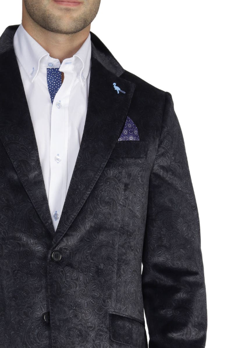 TailorByrd Tonal Paisley Velvet Sportcoat, Alternate, color, Black