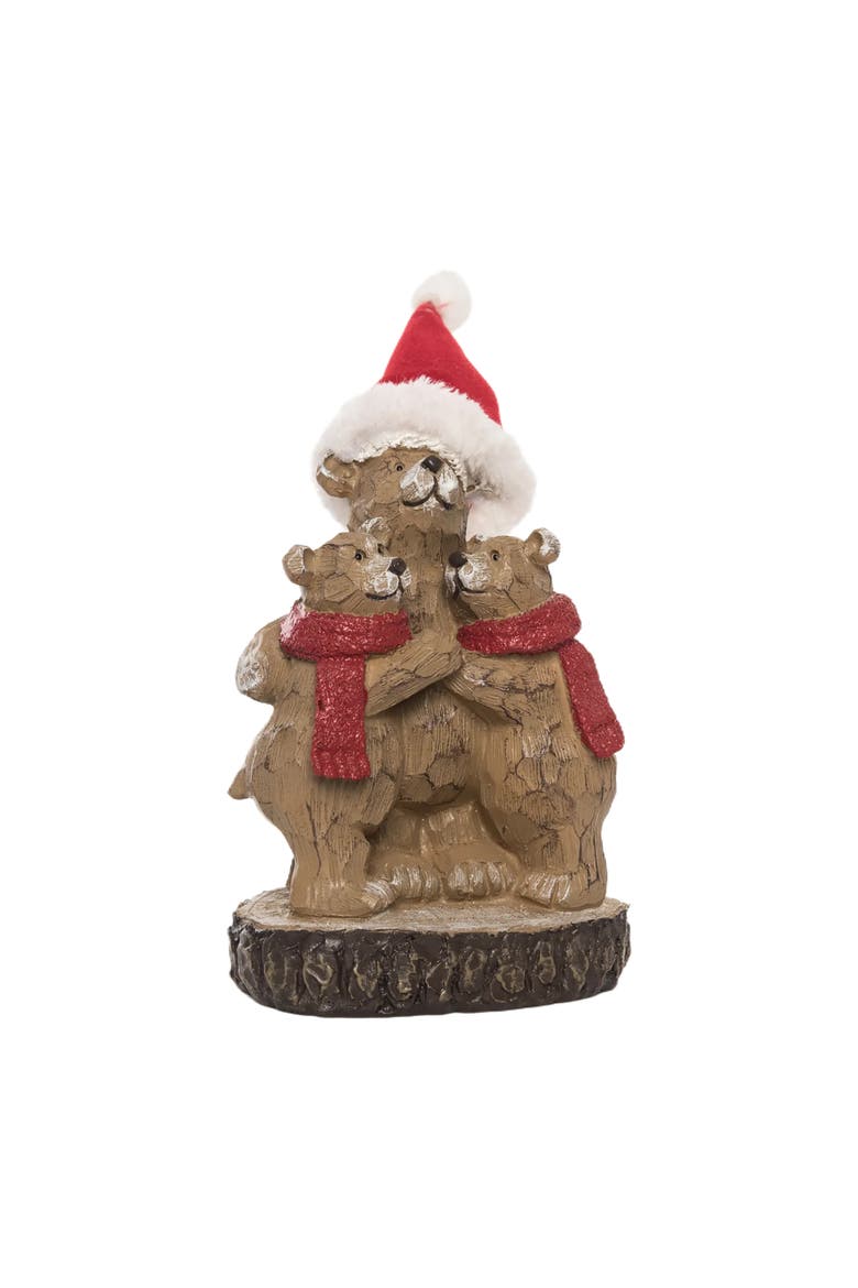 Multicolor Christmas Woodland Bear Figurine Decorative Resin, Alternate, color, Multicolored