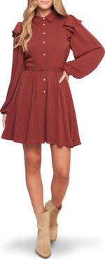 FLYING TOMATO Solid Long Sleeve Minidress