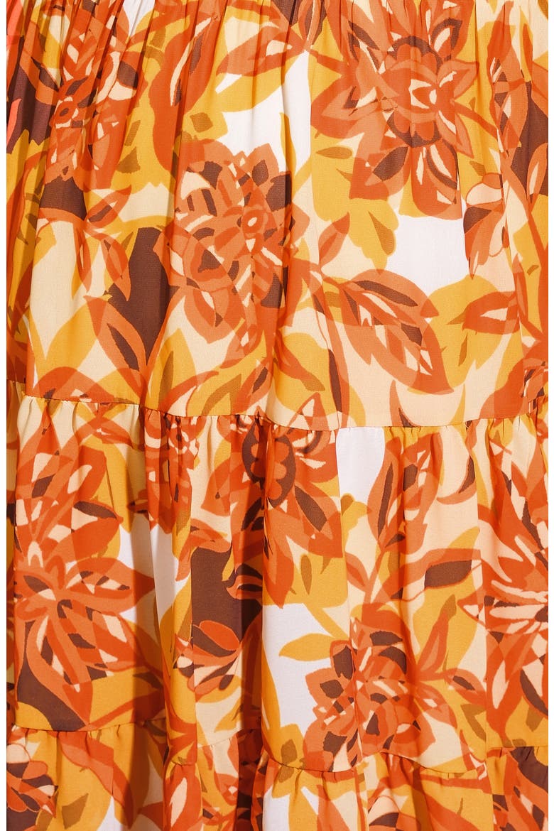 Smocked Printed Long Sleeve Minidress, Alternate, color, RUST