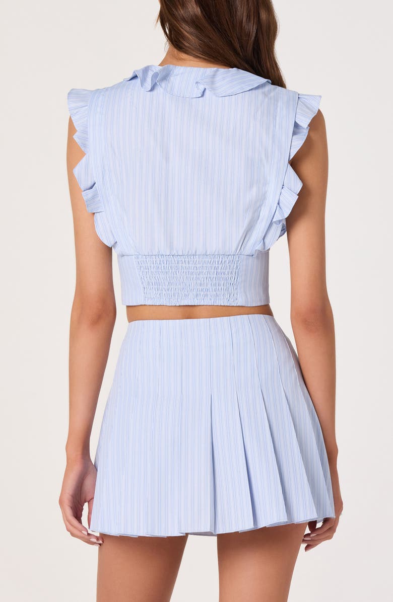 ASTR the Label Zira Stripe Ruffle Crop Top, Alternate, color, Blue Stripe