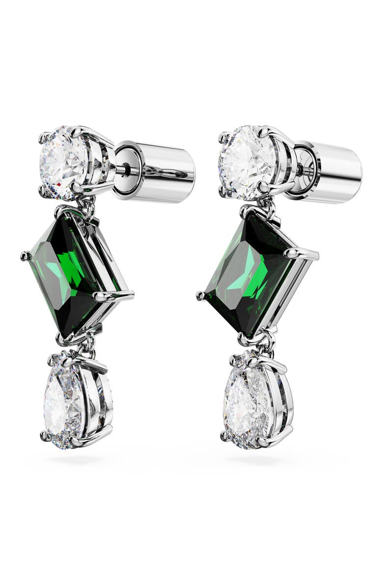 Mesmera Mixed Cut Drop Earrings, Alternate, color, GREEN