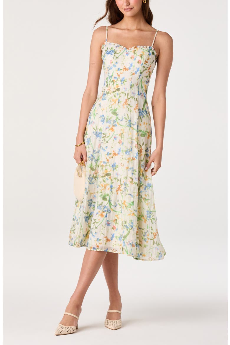 Jaylynn Ruffle Seamed Dress, Alternate, color, IVORY BLUE FLORAL