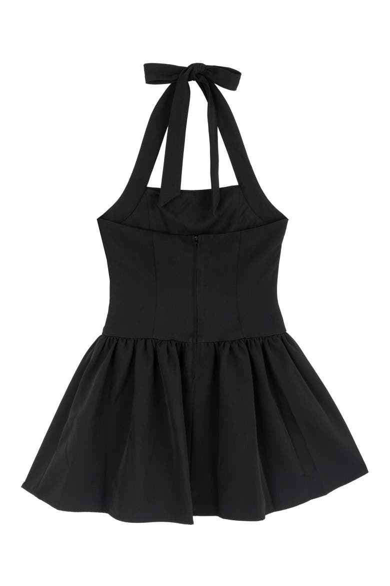 Kids' Bow Detail Scuba Halter Skater Dress, Alternate, color, BLACK