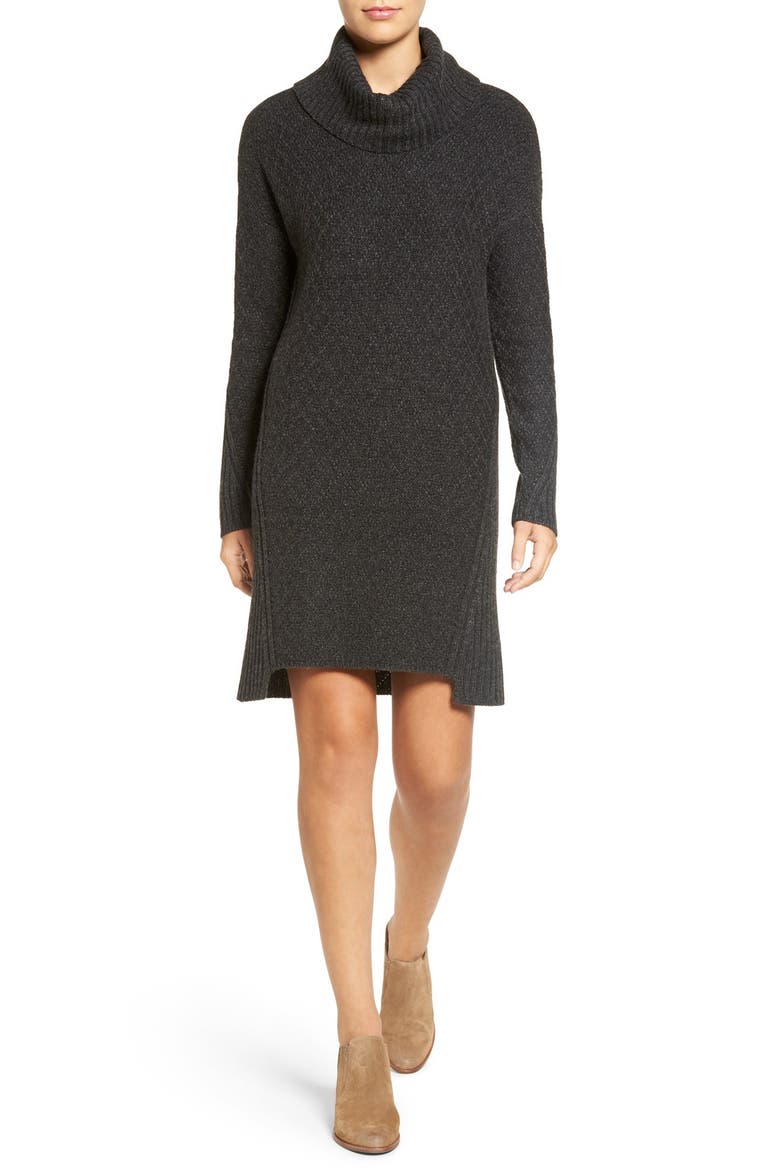 Treasure&Bond Turtleneck Sweater Dress, Main, color, GREY DARK CHARCOAL HEATHER