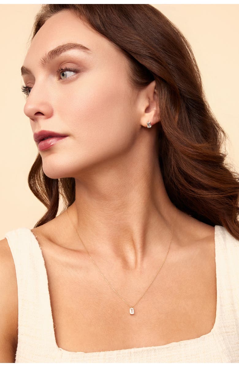 Oradina 14K Gold Date Me Birthstone Pendant Necklace, Alternate, color, White Topaz - April