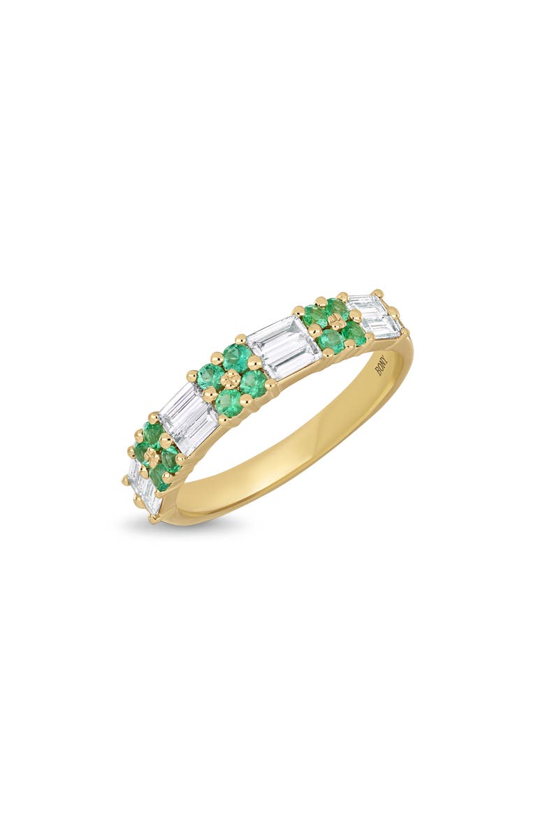 18K Gold El Mar Gemstone & Diamond Stackable Ring, Main, color, 18KYG/ DIAMOND/ EMERALD