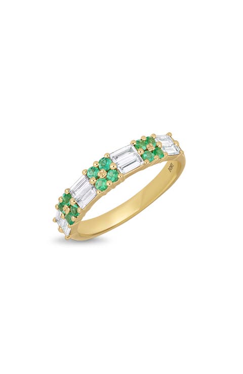 18K Gold El Mar Gemstone & Diamond Stackable Ring
