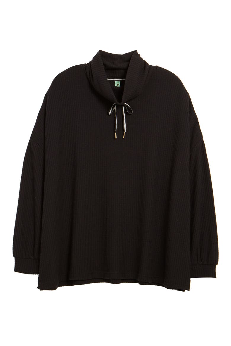 Intimates Lounge Pro Waffle Pullover, Alternate, color, BLACK