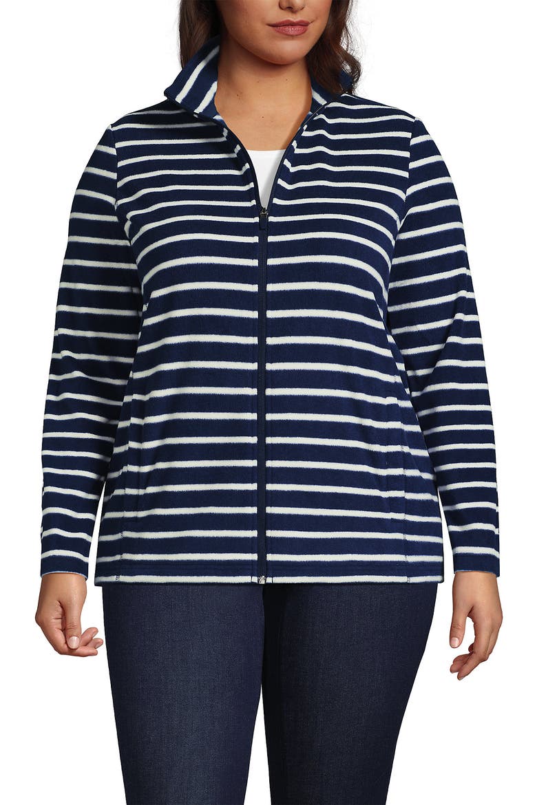 Anyweather Fleece Full Zip Jacket, Main, color, Deep Sea Navy/Ivory Stripe