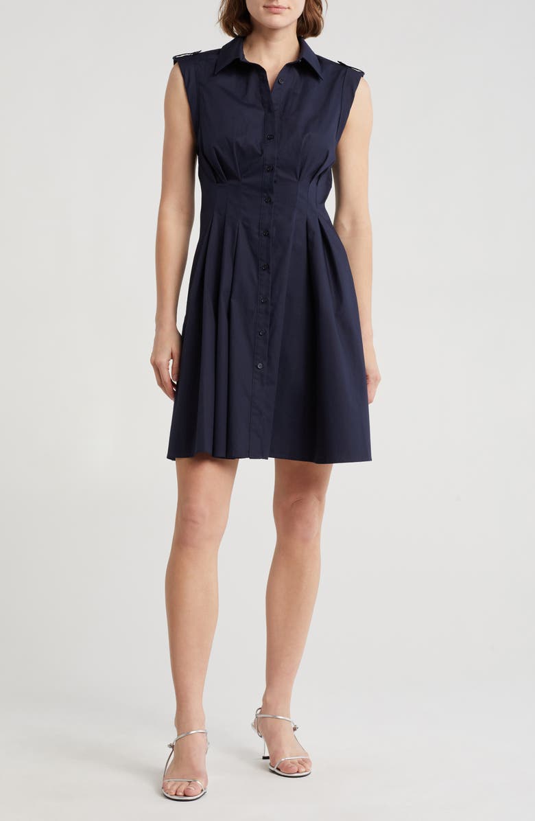 Eliza J Cap Sleeve Fit & Flare Shirtdress, Main, color, 