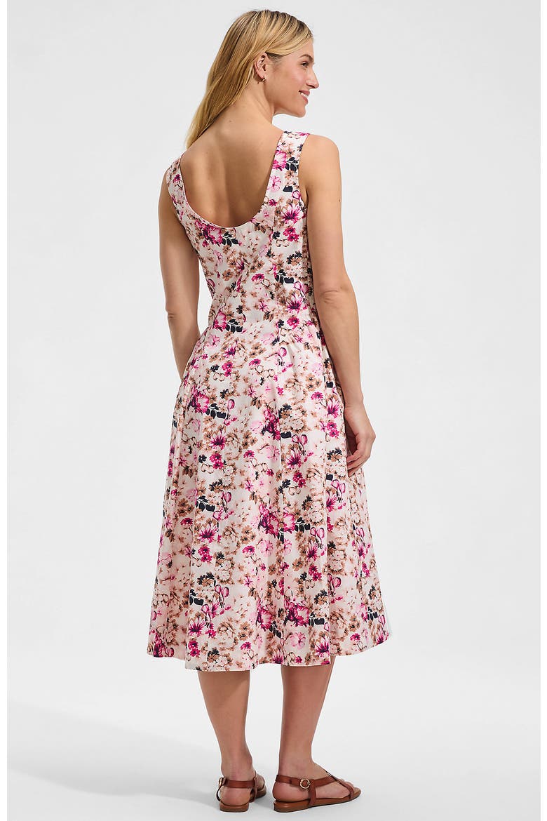 Poplin Boatneck Midi Dress, Alternate, color, Ivory/Soft Blush Blooms