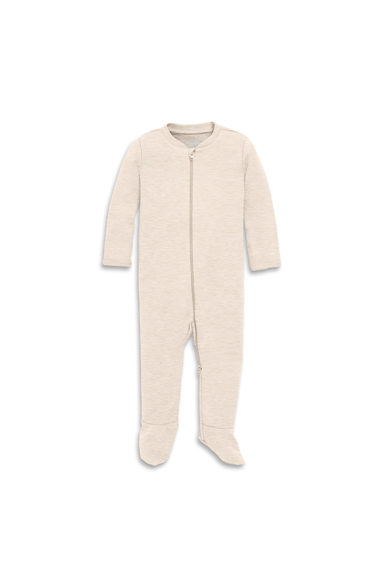 Primary Baby Organic Zip Footie In Solid, Main, color, Oatmeal Heather