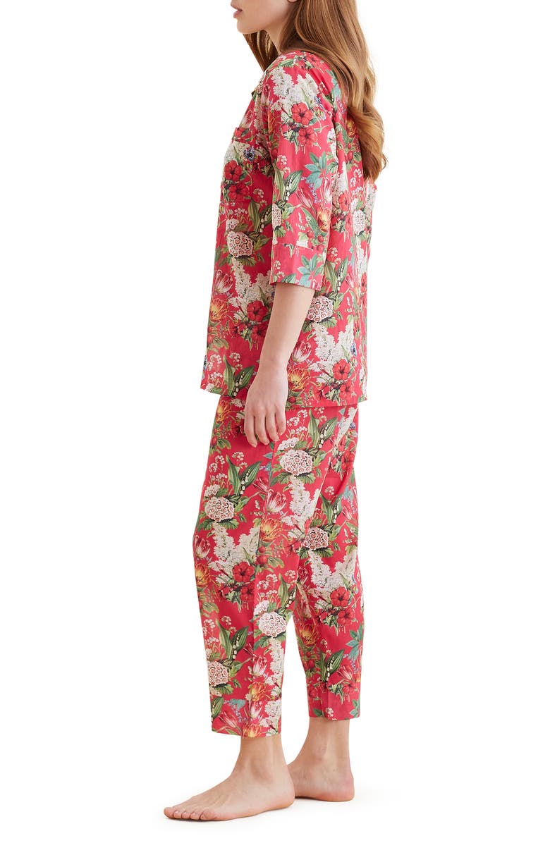 Papinelle Clara Print Crop Cotton Pajamas, Alternate, color, Geranium