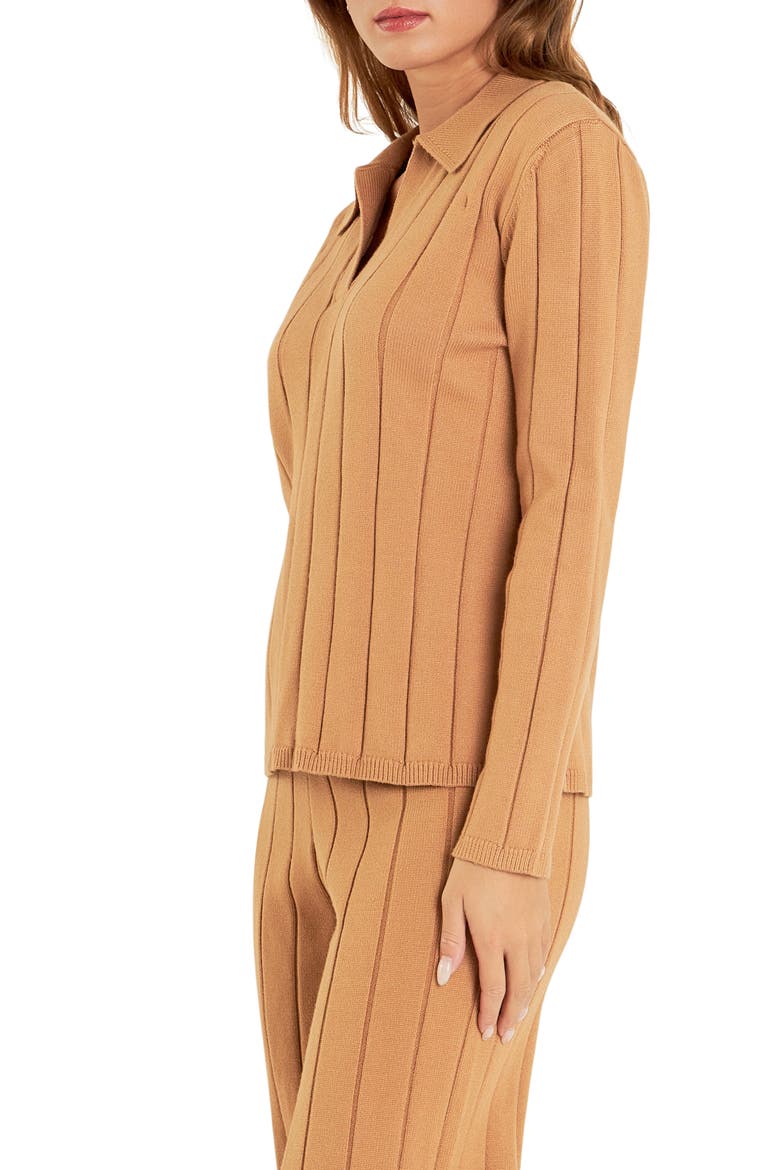 Long Sleeve Rib Knit Top, Alternate, color, CAMEL