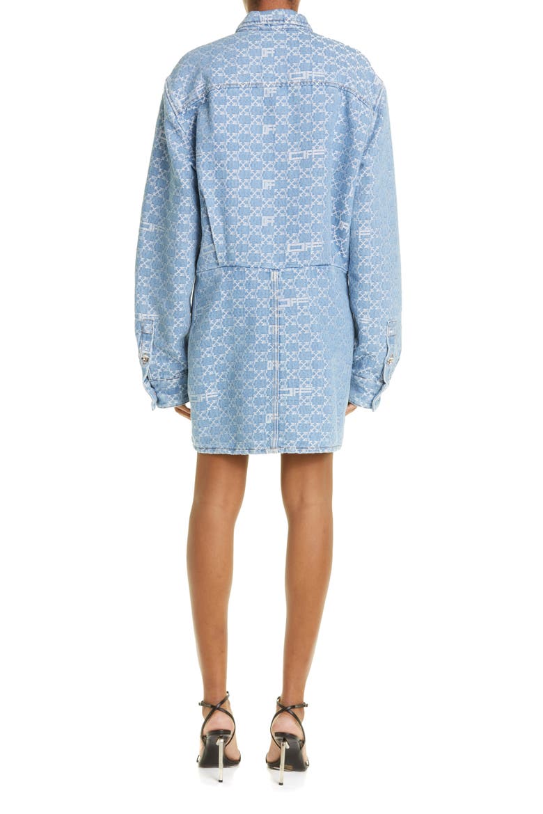 Monogram Twist Long Sleeve Denim Minidress, Alternate, color, LIGHT BLUE
