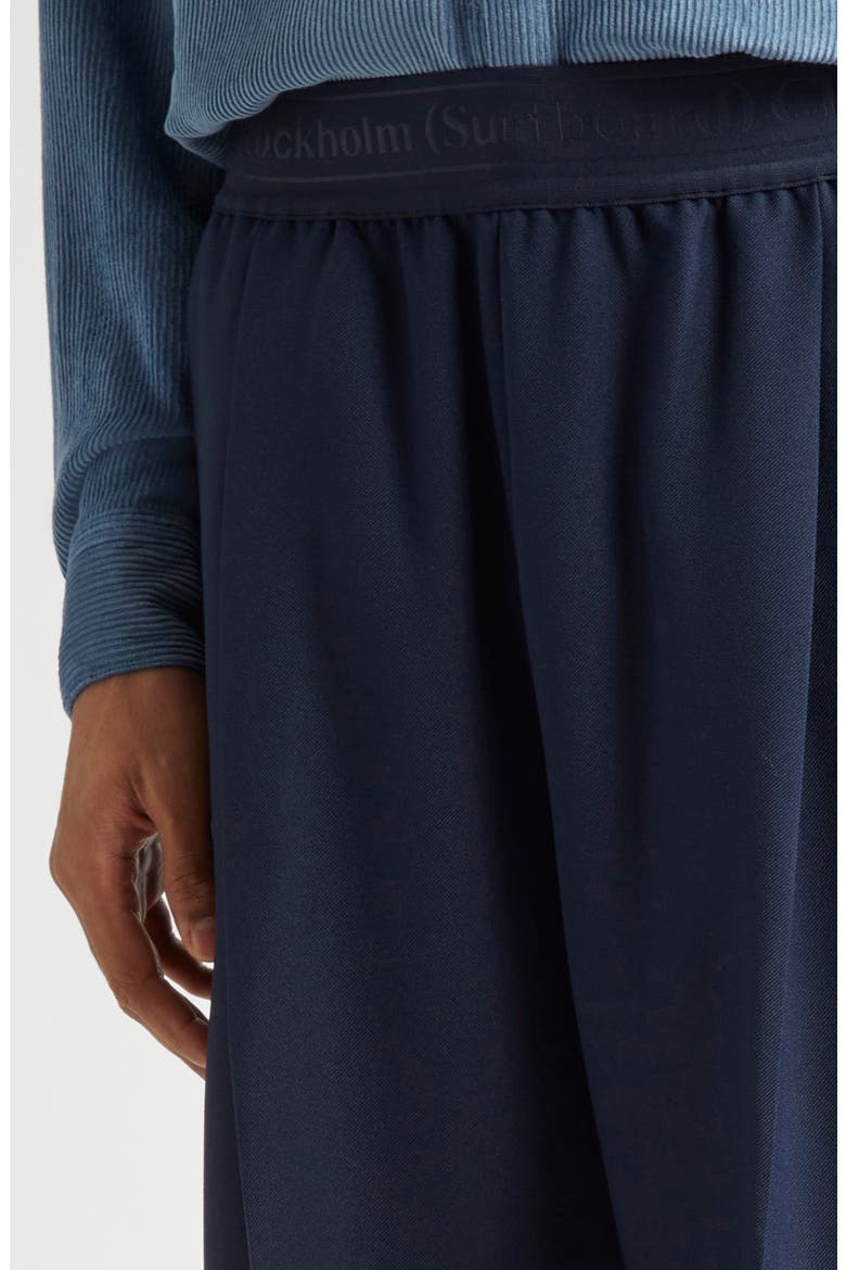 Elaine Logo Jacquard Waist Pleated Wide Leg Pants, Alternate, color, NAVY