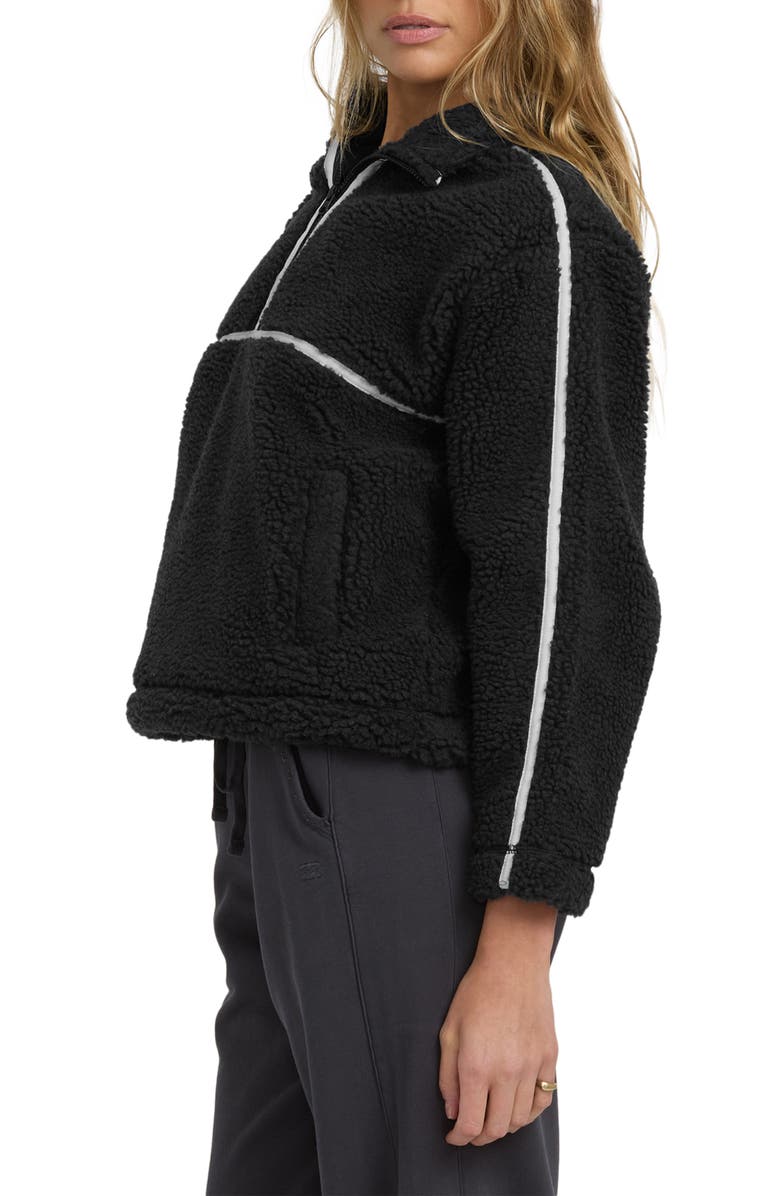 Billabong Getting Warm Faux Shearling Half Zip Pullover, Alternate, color, Black Sands