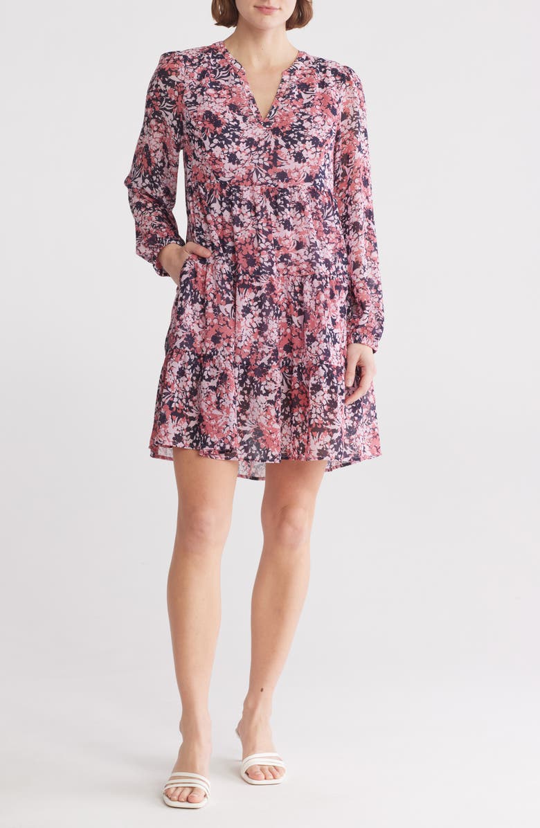 Caslon<sup>®</sup> Long Sleeve Tiered Dress, Main, color, 